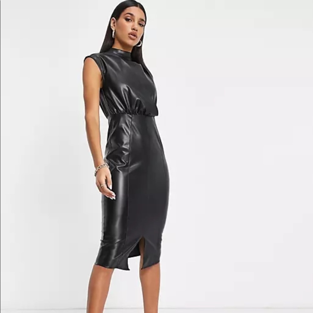 ASOS design faux leather midi dress